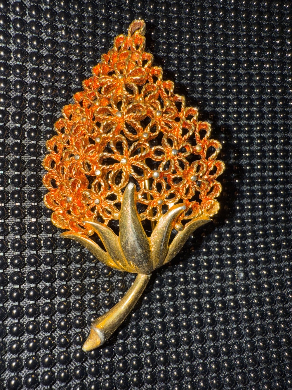 Mamselle Gold-Tone Floral Filigree Brooch - Gold Late 60s early 70s